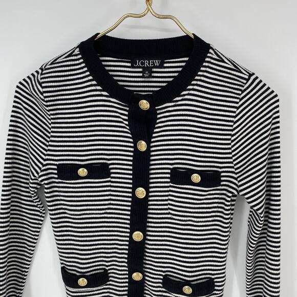 J Crew Vintage Rib Lady Jacket Black and White Stripes Women's Size XS - Picture 7 of 7